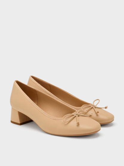 CHARLES & KEITH Popular / Bow Ballet Pumps - Sand