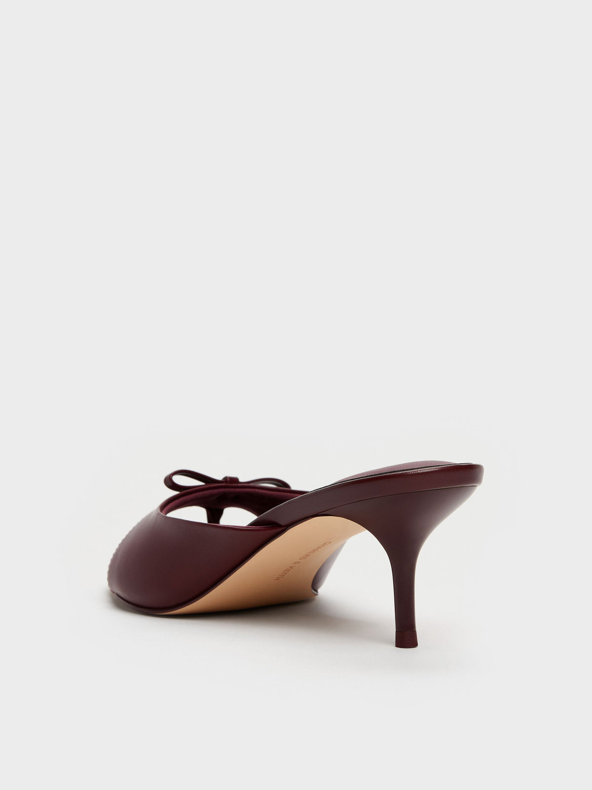 CHARLES & KEITH Latest / Sonali Bow Heeled Thong Sandals - Burgundy