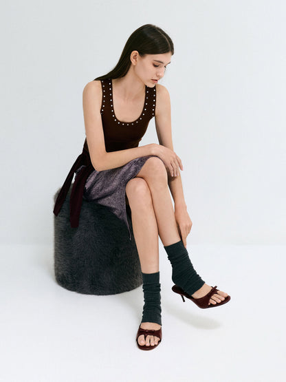 CHARLES & KEITH Latest / Sonali Bow Heeled Thong Sandals - Burgundy