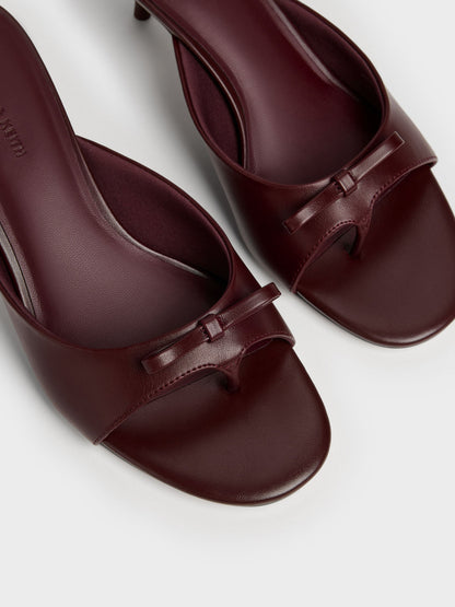 CHARLES & KEITH Latest / Sonali Bow Heeled Thong Sandals - Burgundy