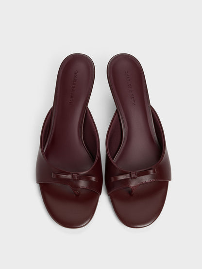 CHARLES & KEITH Latest / Sonali Bow Heeled Thong Sandals - Burgundy