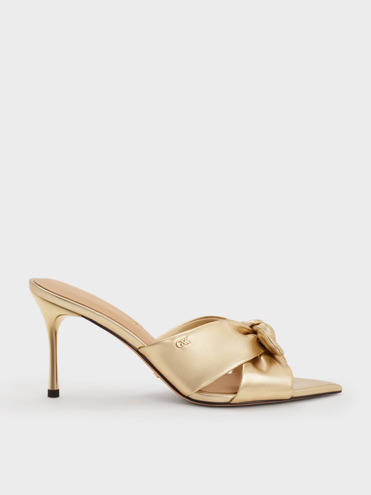 CHARLES & KEITH Best Seller / Jayce Metallic Leather Stiletto Mules - Gold