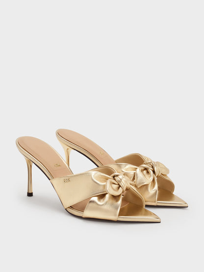 CHARLES & KEITH Best Seller / Jayce Metallic Leather Stiletto Mules - Gold