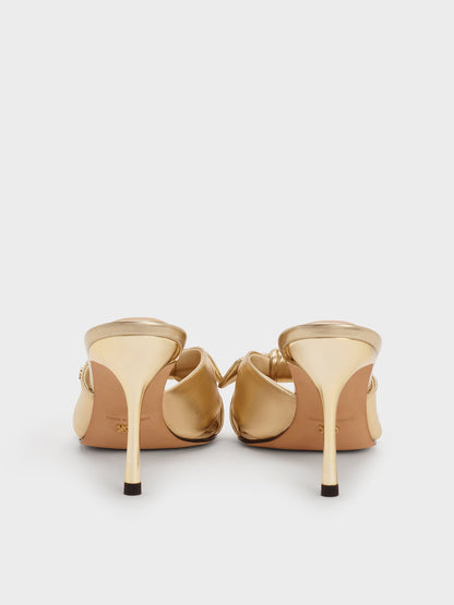 CHARLES & KEITH Best Seller / Jayce Metallic Leather Stiletto Mules - Gold