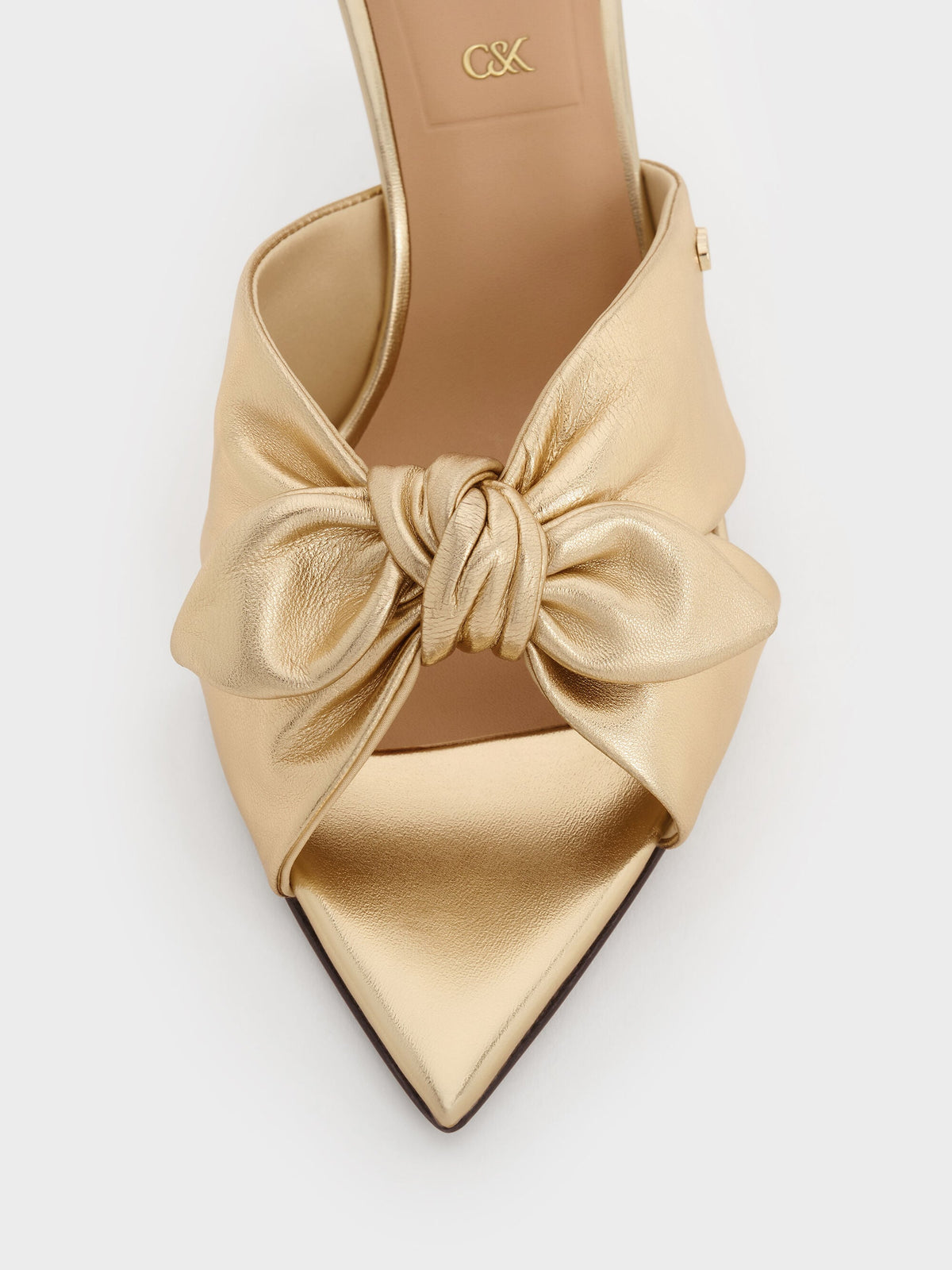 CHARLES & KEITH Best Seller / Jayce Metallic Leather Stiletto Mules - Gold