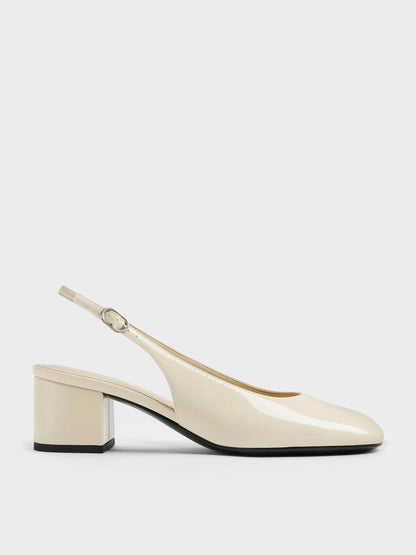 CHARLES & KEITH Smart Buy / Danni Patent Slingback Pumps - Chalk
