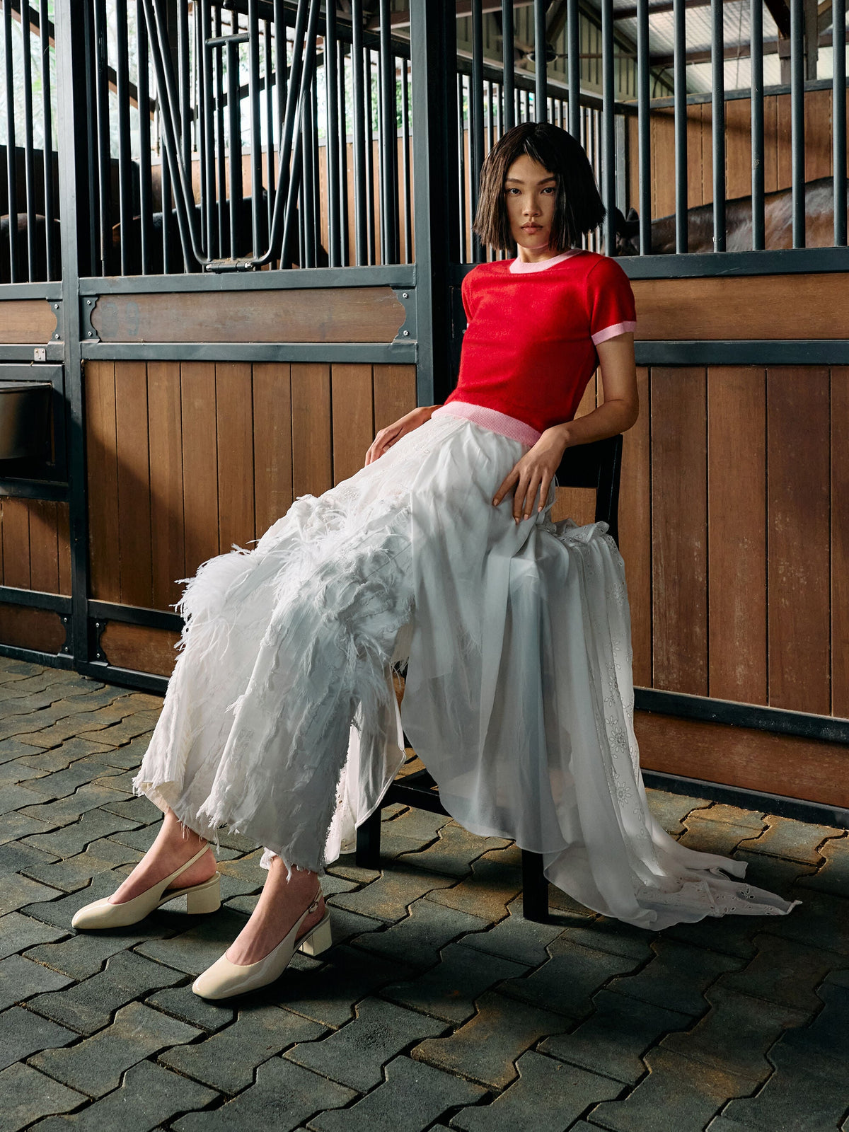 CHARLES & KEITH Smart Buy / Danni Patent Slingback Pumps - Chalk