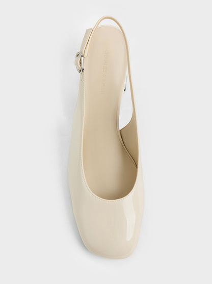 CHARLES & KEITH Smart Buy / Danni Patent Slingback Pumps - Chalk