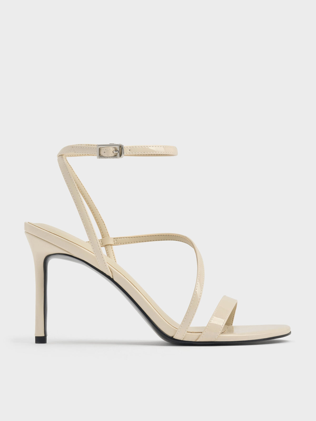 CHARLES & KEITH Classic / Andricia Patent Strappy Stiletto Sandals - Chalk