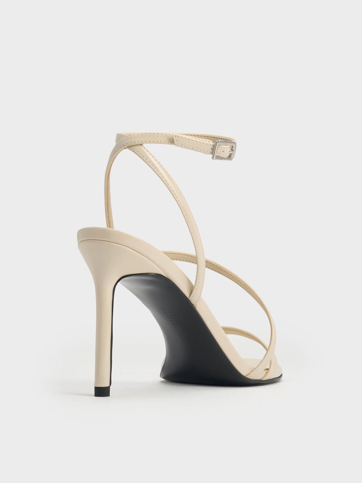 CHARLES & KEITH Classic / Andricia Patent Strappy Stiletto Sandals - Chalk