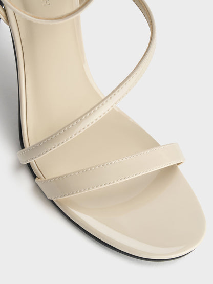 CHARLES & KEITH Classic / Andricia Patent Strappy Stiletto Sandals - Chalk