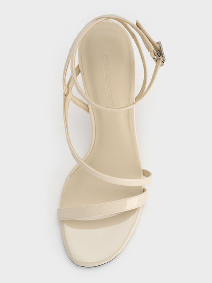 CHARLES & KEITH Classic / Andricia Patent Strappy Stiletto Sandals - Chalk