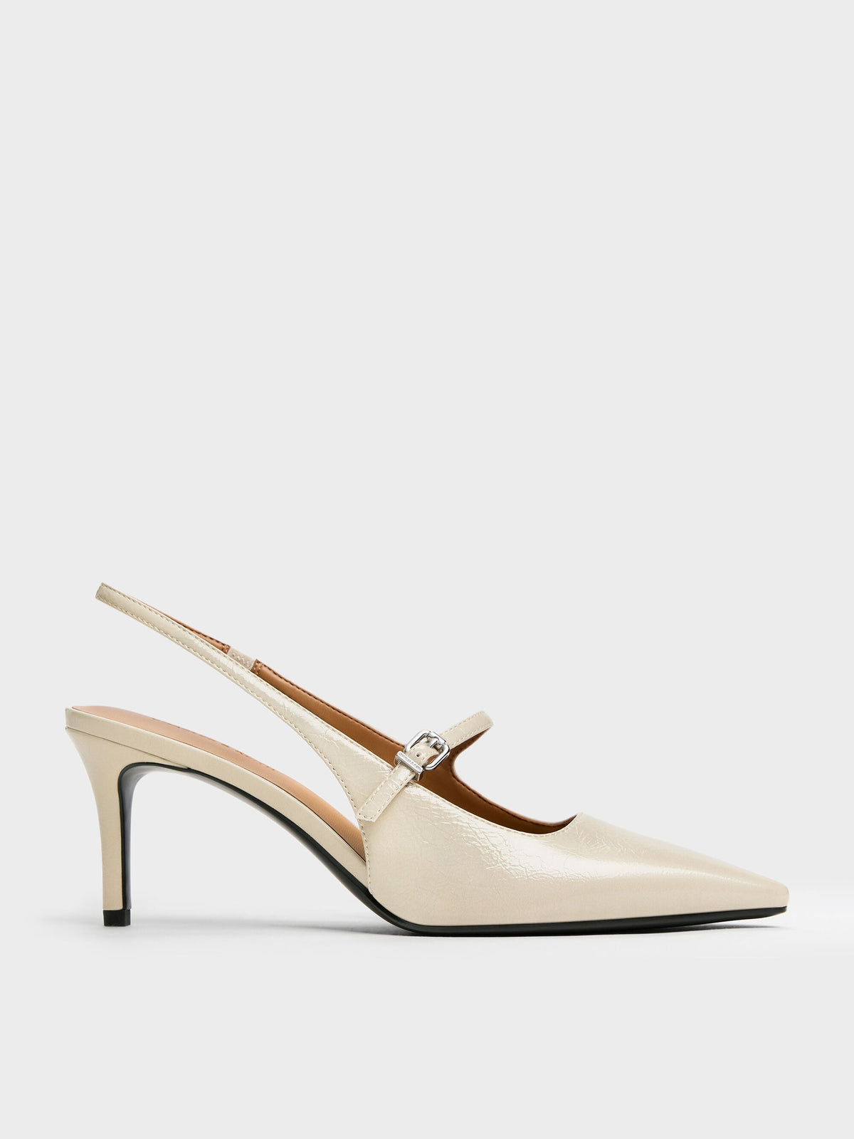 CHARLES & KEITH Best Seller / Pointed Slingback Mary Jane Pumps - Beige