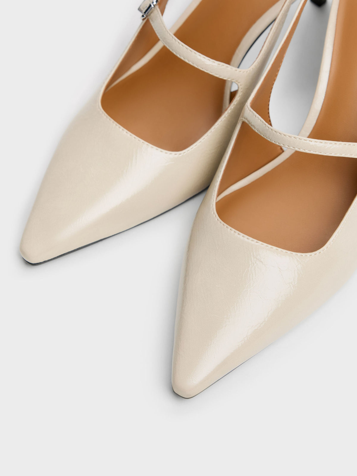 CHARLES & KEITH Best Seller / Pointed Slingback Mary Jane Pumps - Beige