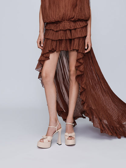 CHARLES & KEITH Smart Buy / Jayce Leather Platform Sandals - Oat