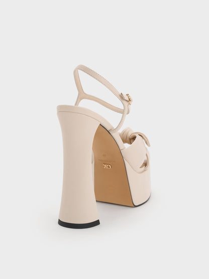 CHARLES & KEITH Smart Buy / Jayce Leather Platform Sandals - Oat