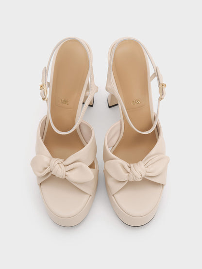 CHARLES & KEITH Smart Buy / Jayce Leather Platform Sandals - Oat
