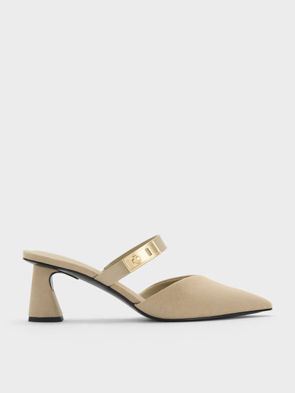 CHARLES & KEITH Latest / Lando Faux Suede Heeled Mules - Beige