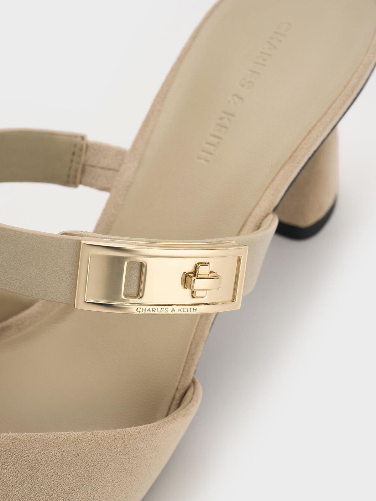 CHARLES & KEITH Latest / Lando Faux Suede Heeled Mules - Beige