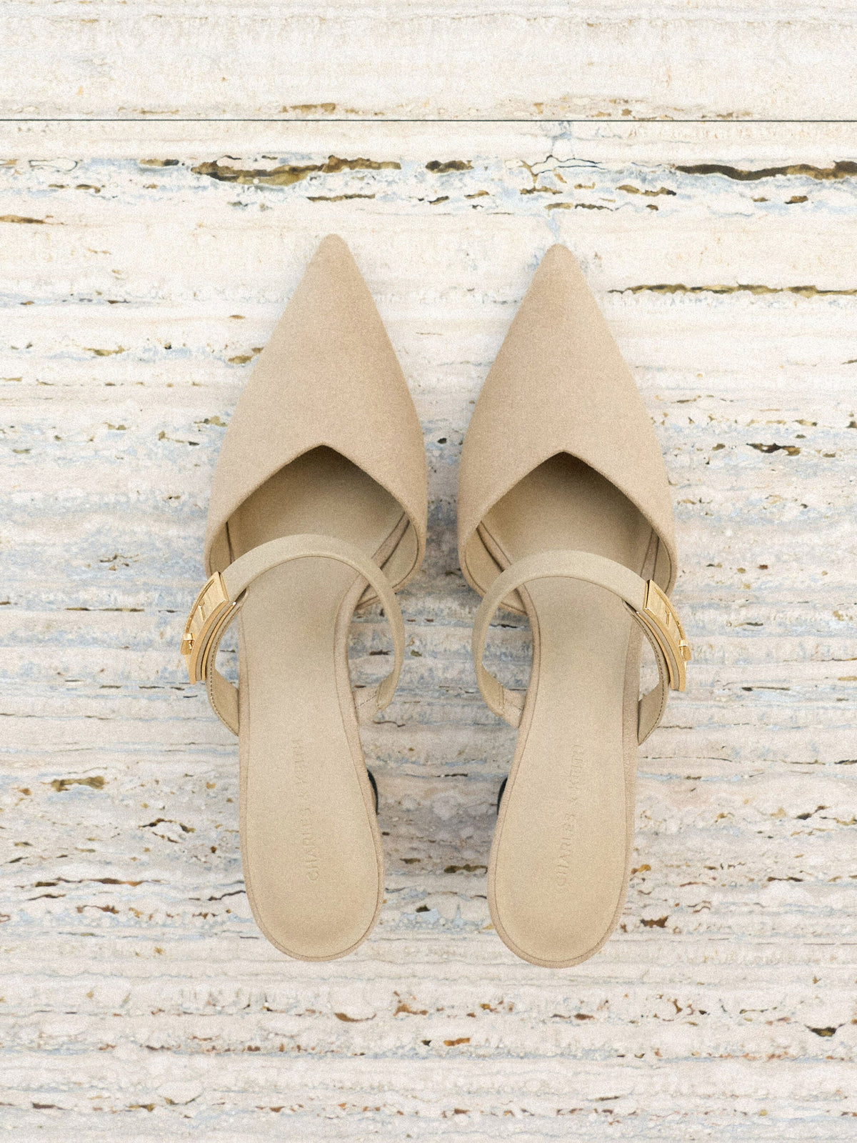 CHARLES & KEITH Latest / Lando Faux Suede Heeled Mules - Beige