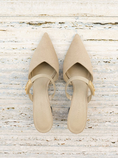 CHARLES & KEITH Latest / Lando Faux Suede Heeled Mules - Beige