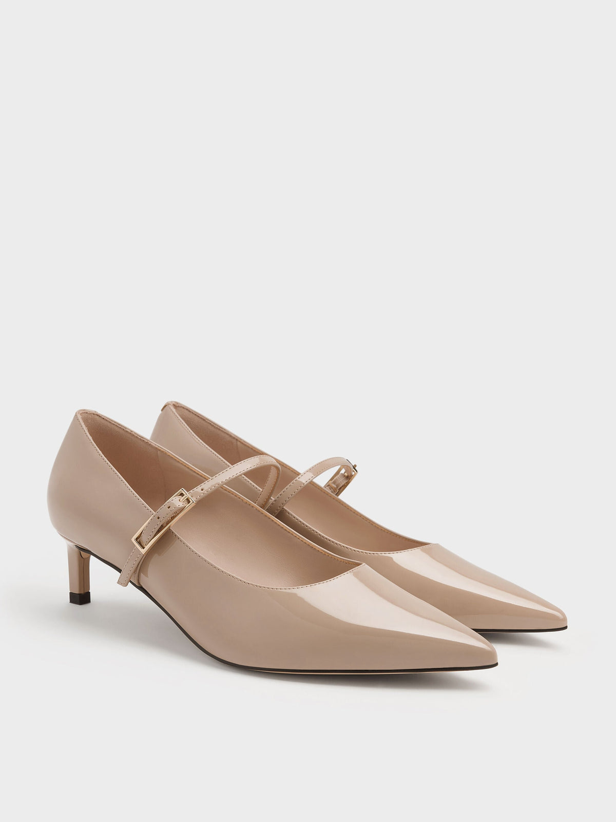 CHARLES & KEITH Best Seller / Luciana Patent Mary Jane Pumps - Taupe