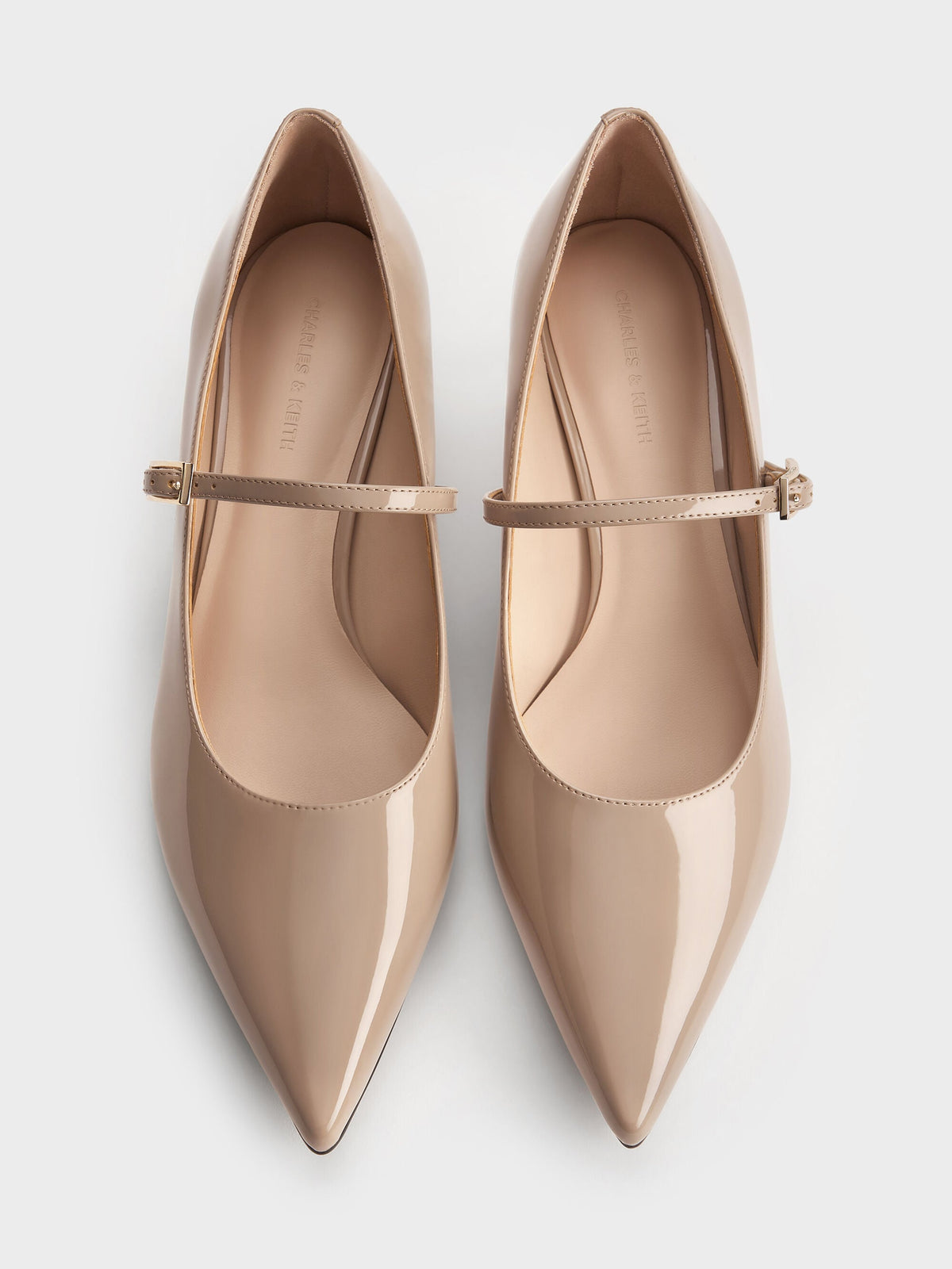 CHARLES & KEITH Best Seller / Luciana Patent Mary Jane Pumps - Taupe