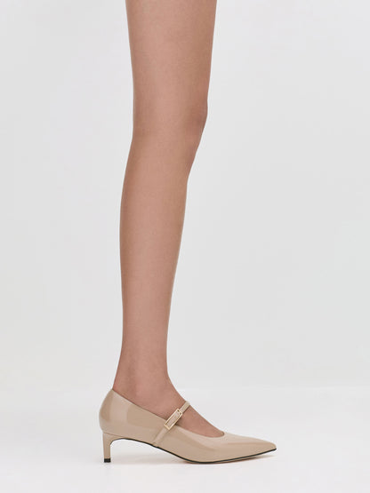 CHARLES & KEITH Best Seller / Luciana Patent Mary Jane Pumps - Taupe