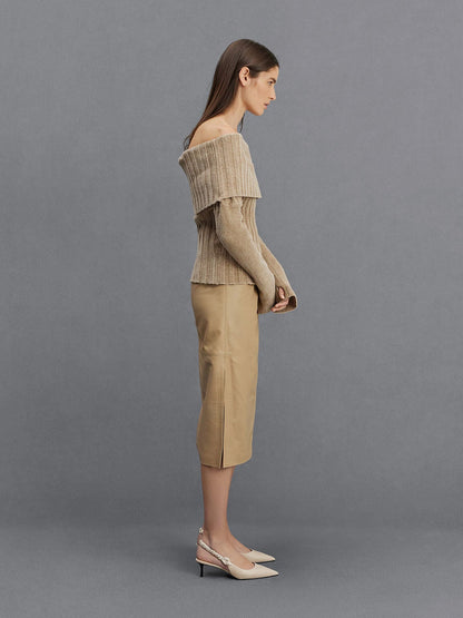 CHARLES & KEITH Featured / Tully Leather Ruched-Strap Slingback Pumps - Chalk