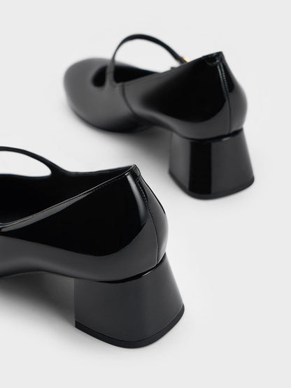 CHARLES & KEITH Classic / Hettie Patent Mary Jane Pumps - Black Patent