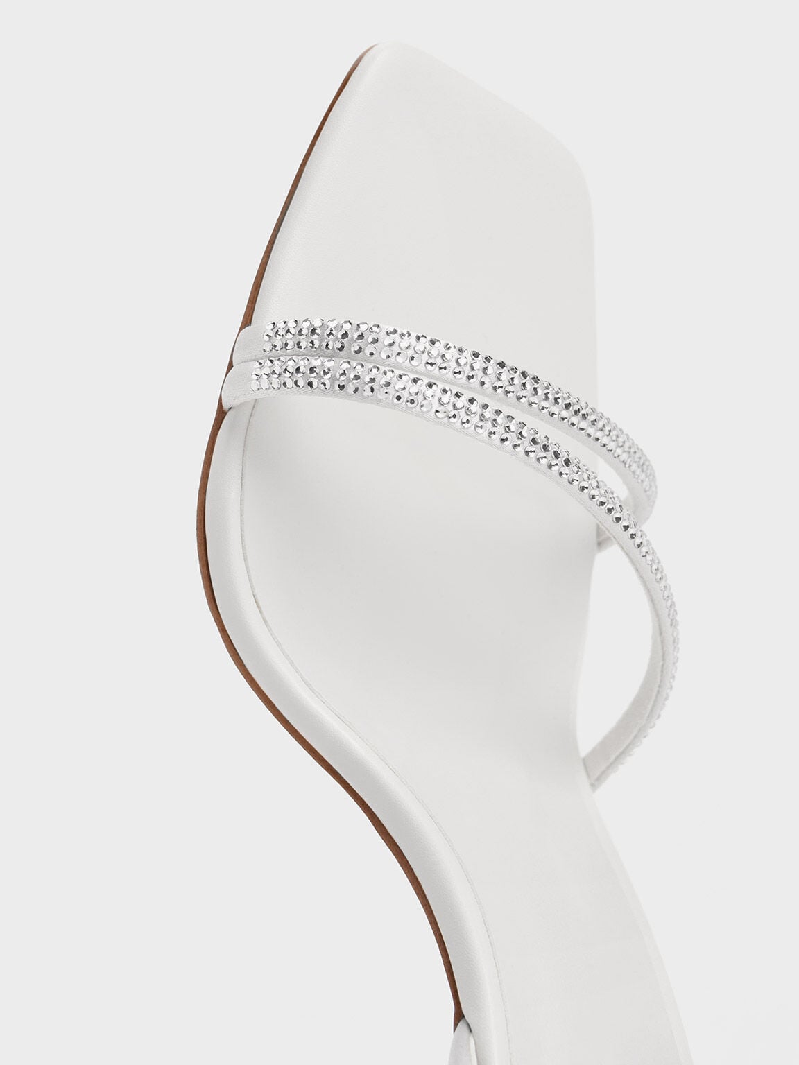 CHARLES & KEITH Featured / Satin Crystal Stiletto Sandals - White