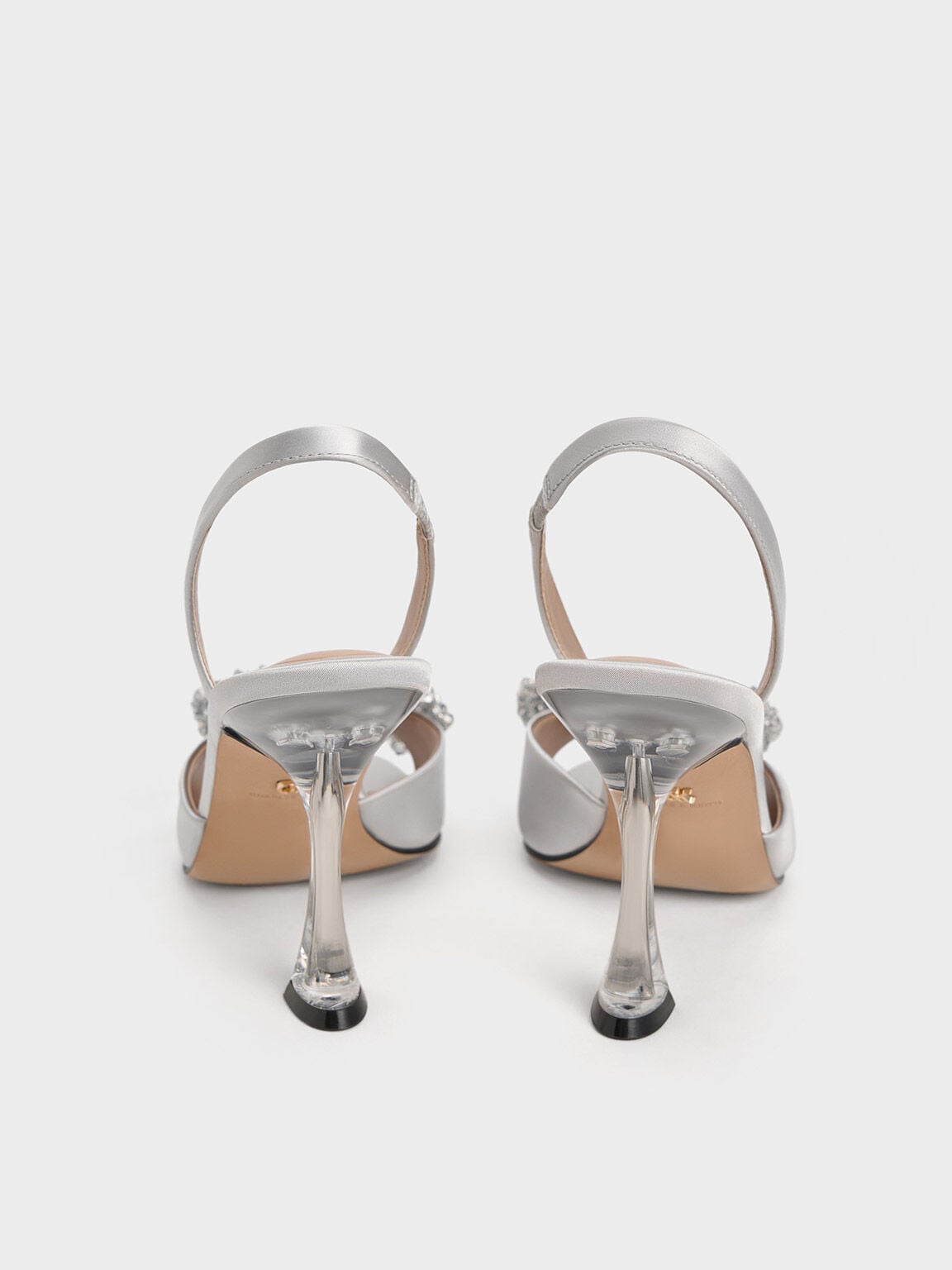 CHARLES & KEITH Signature / Beaded Bow Slingback Pumps - Silver