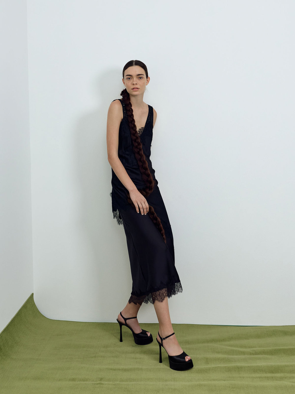 CHARLES & KEITH Best Seller / Francesca Peep-Toe Platform Heels - Black Textured