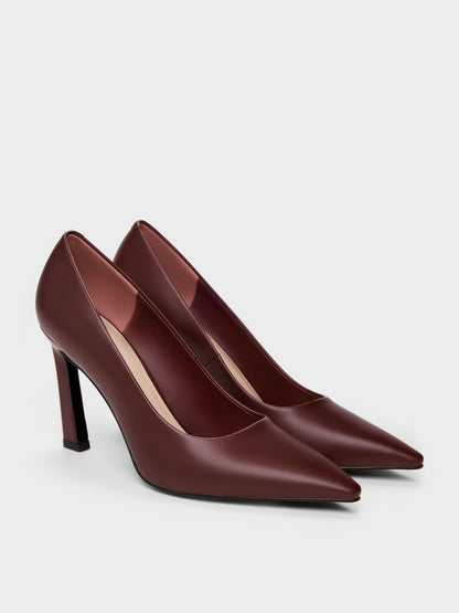 CHARLES & KEITH Value / Kerra Pointed High Heels - Burgundy