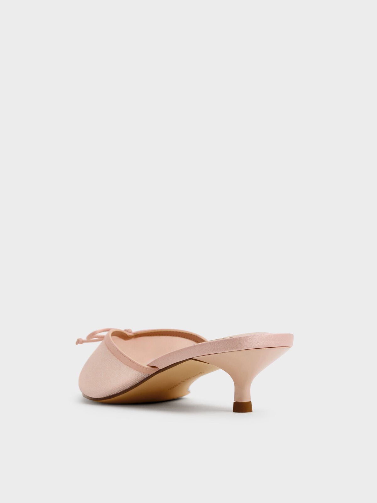 CHARLES & KEITH New / Glittered Mesh Bow Kitten Heels - Pink