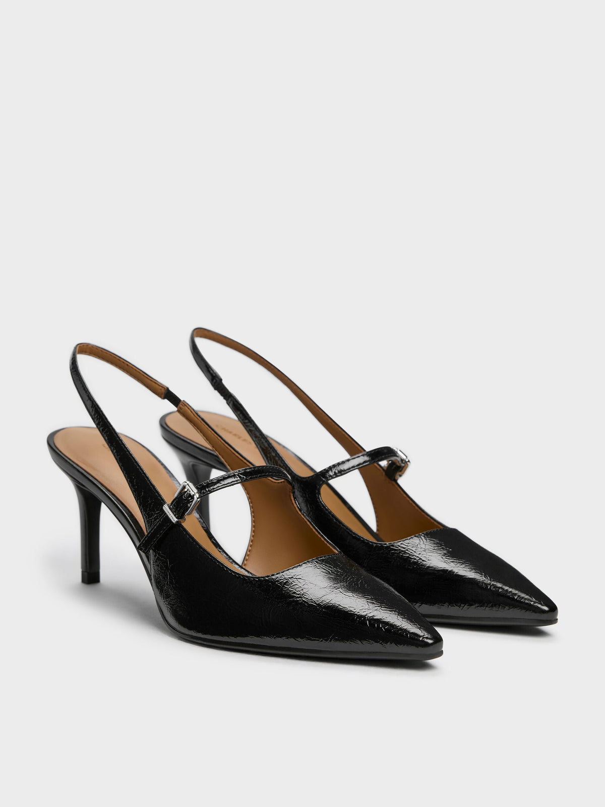 CHARLES & KEITH Trending / Pointed Slingback Mary Jane Pumps - Black
