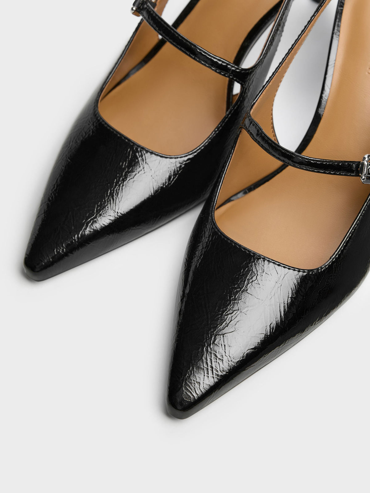 CHARLES & KEITH Trending / Pointed Slingback Mary Jane Pumps - Black