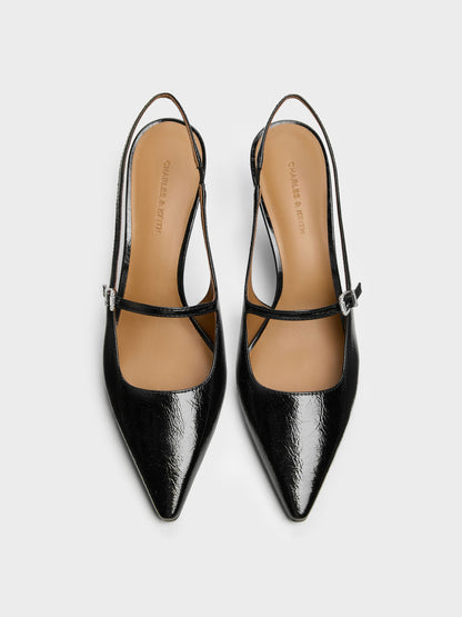 CHARLES & KEITH Trending / Pointed Slingback Mary Jane Pumps - Black