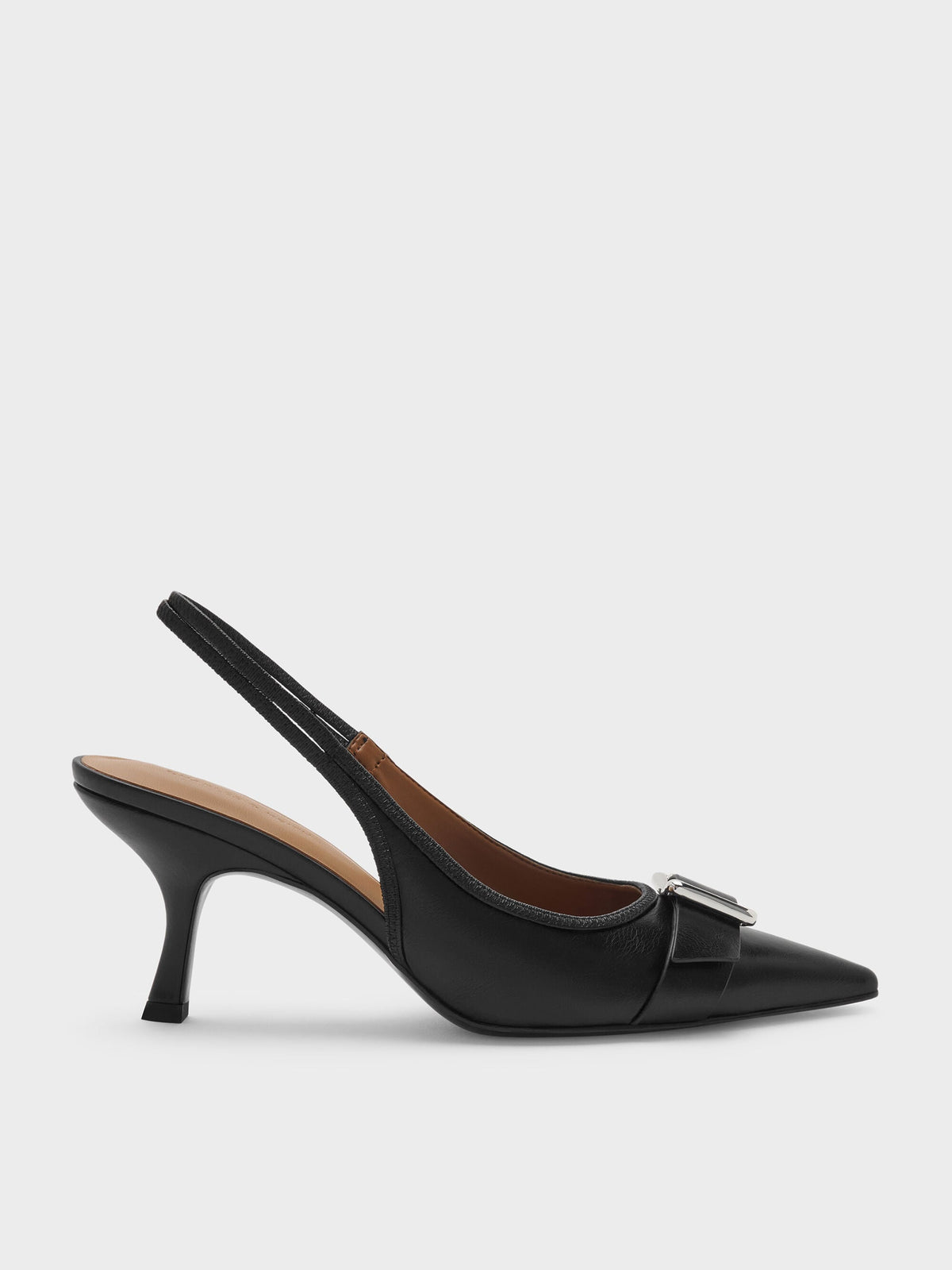 CHARLES & KEITH Classic / Anita Buckled Pointed Slingback Pumps - Black