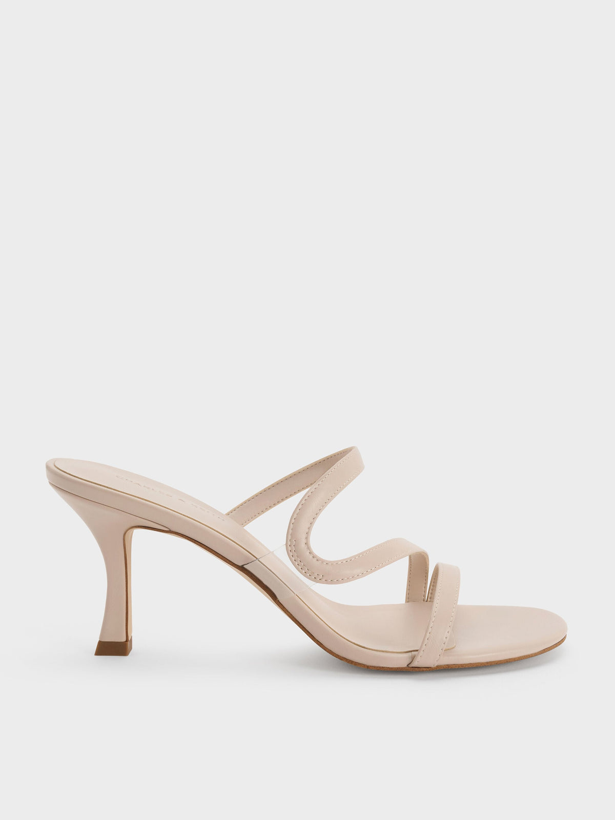CHARLES & KEITH Trusted / Arden Wavy Heeled Mules - Light Pink