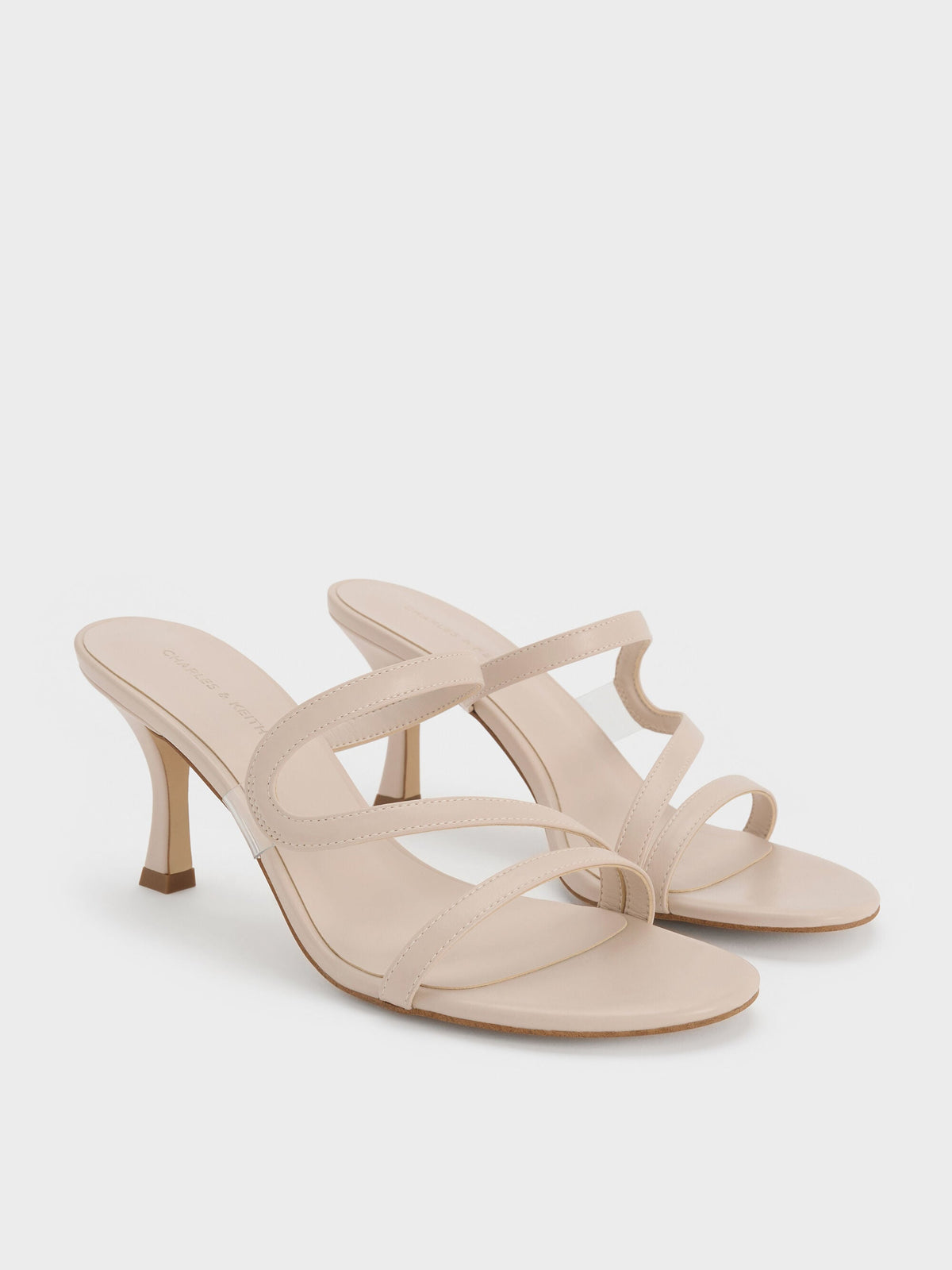 CHARLES & KEITH Trusted / Arden Wavy Heeled Mules - Light Pink