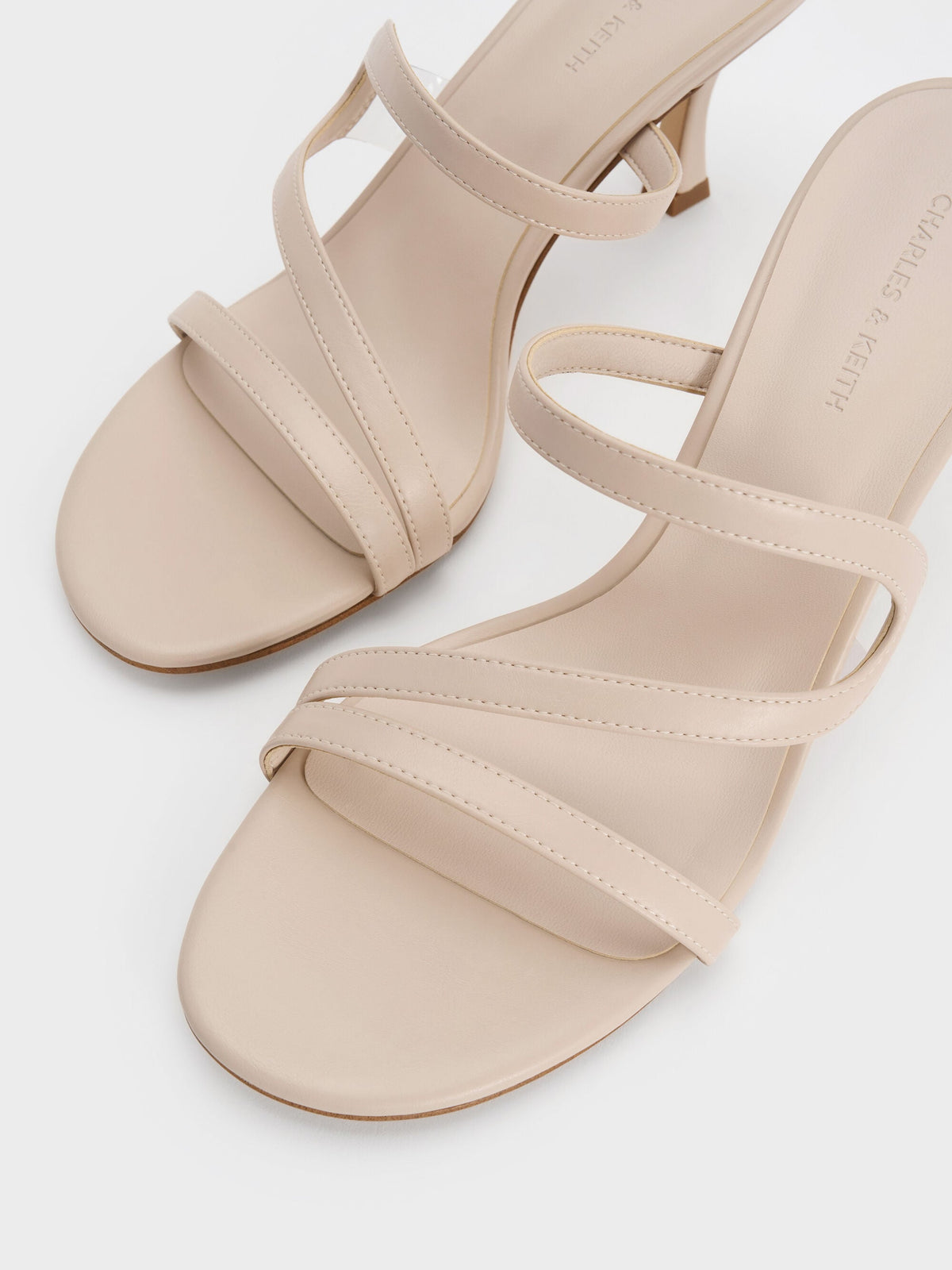 CHARLES & KEITH Trusted / Arden Wavy Heeled Mules - Light Pink