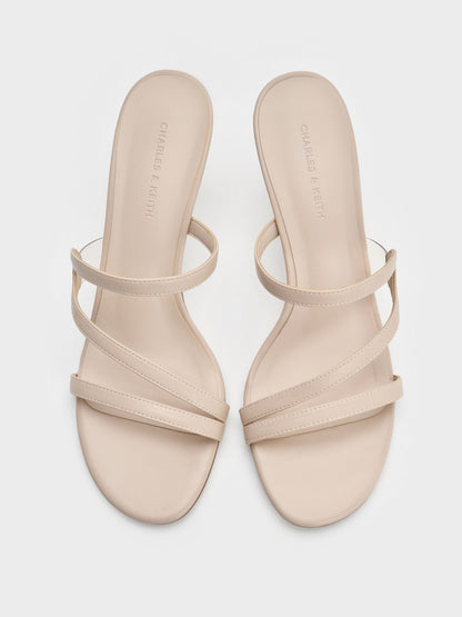 CHARLES & KEITH Trusted / Arden Wavy Heeled Mules - Light Pink