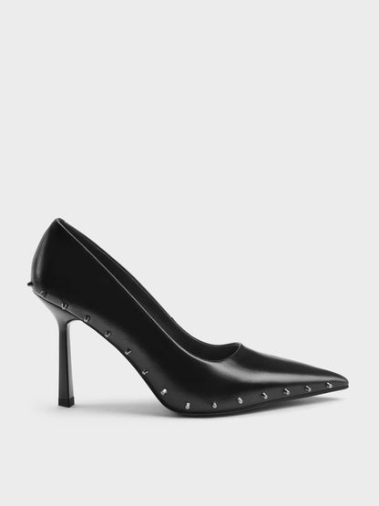 CHARLES & KEITH Top Pick / Coralie Studded Pointed Pumps - Black