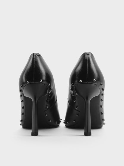 CHARLES & KEITH Top Pick / Coralie Studded Pointed Pumps - Black