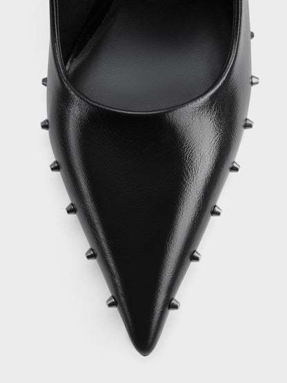CHARLES & KEITH Top Pick / Coralie Studded Pointed Pumps - Black