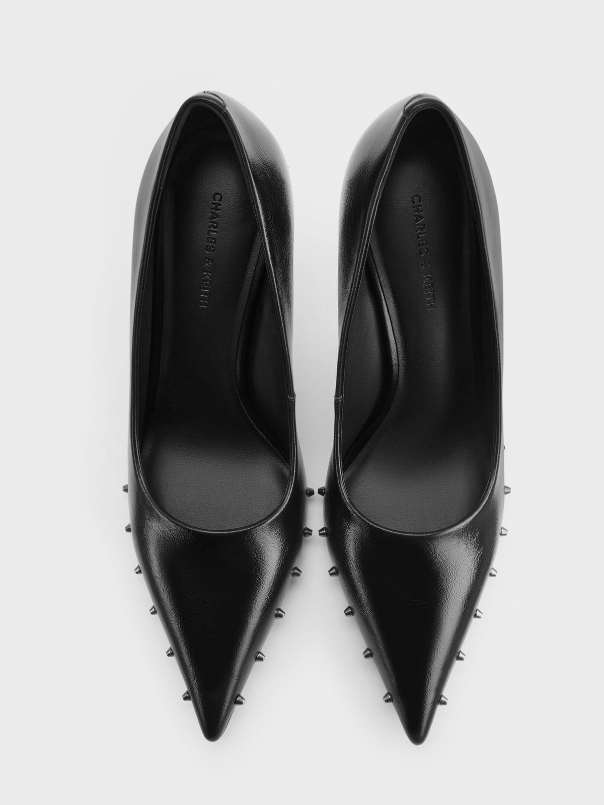 CHARLES & KEITH Top Pick / Coralie Studded Pointed Pumps - Black