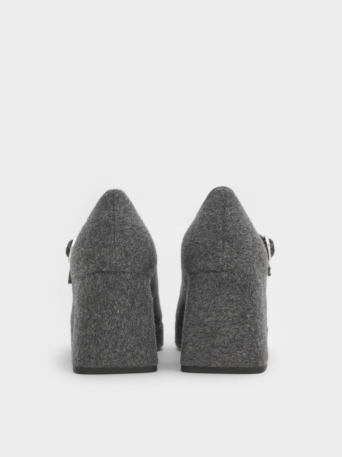 CHARLES & KEITH Classic / Felt Platform Mary Jane Pumps - Grey