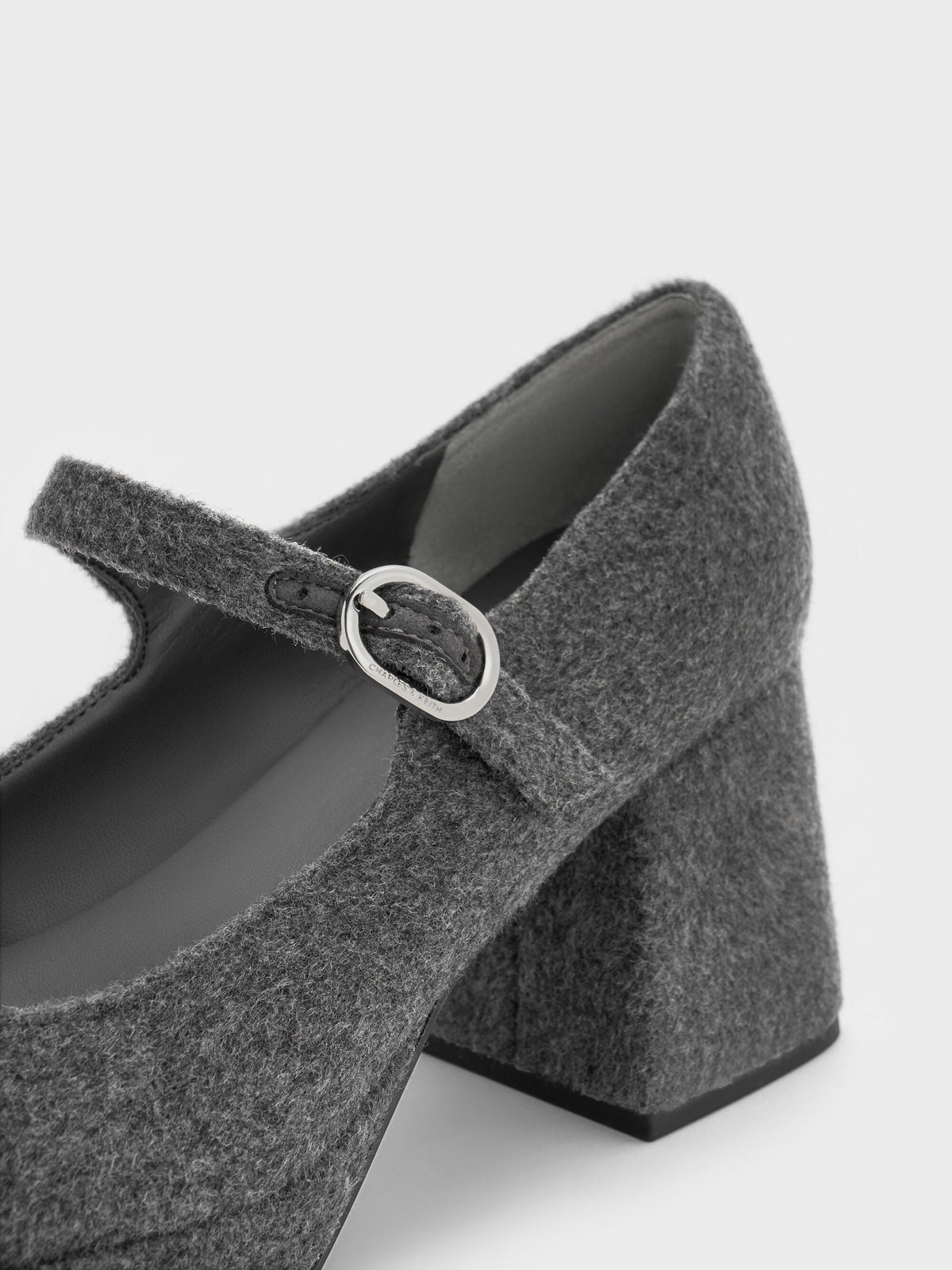CHARLES & KEITH Classic / Felt Platform Mary Jane Pumps - Grey
