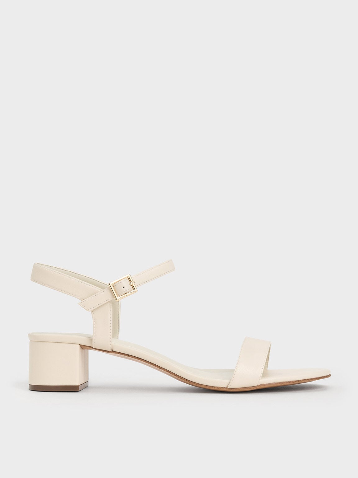 CHARLES & KEITH Classic / Alec Block-Heel Ankle-Strap Sandals - White